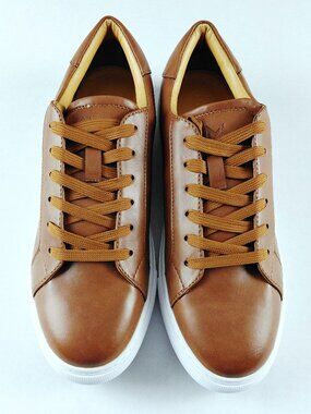 Ace Marks Brett Low Top Lace Up Sneakers Men's Size 11D Cognac Brown Leather